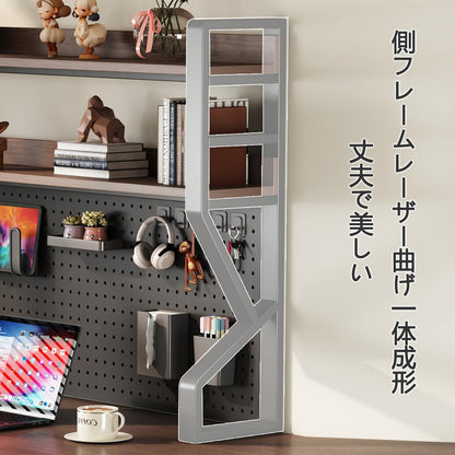 卓上ラック 有孔ボード付き 2段 デスク上置棚 本棚 机上収納 書類・文房具整理 多機能 省スペース 簡単組立 書斎・子供部屋向け ブラック 幅95×高さ95